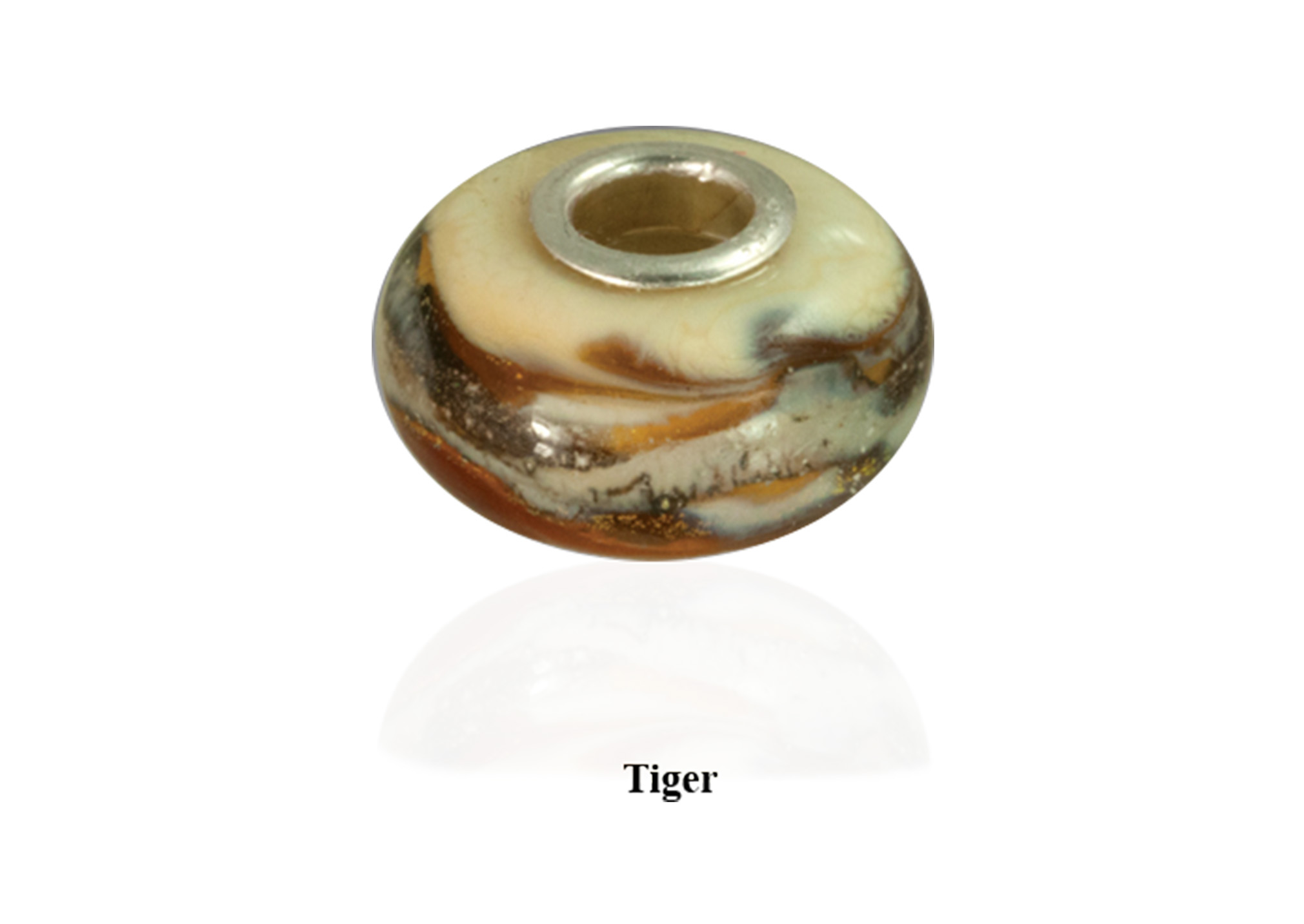 Glass Memory Bead - Tiger Image